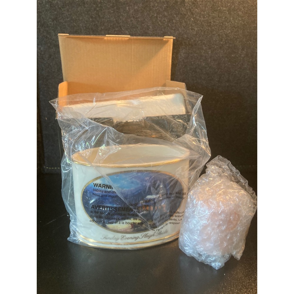 Thomas Kinkade Sunday Evening Sleigh Ride Porcelain Votive Holder 2004 New‎ Box